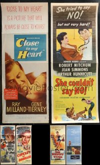 1d0897 LOT OF 11 FORMERLY FOLDED MOSTLY 1950S INSERTS 1950s a variety of cool movie images!