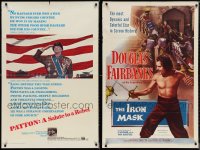 1d0394 LOT OF 4 FOLDED 1940S-1970S ONE-SHEETS 1940s-1970s Patton, Iron Mask & more!