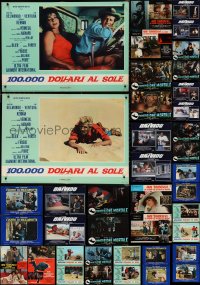 1d0969 LOT OF 46 FORMERLY FOLDED 19X27 ITALIAN PHOTOBUSTAS 1960s-1980s a variety of movie scenes!