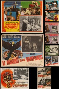 1d0160 LOT OF 11 HORROR/SCI-FI MEXICAN LOBBY CARDS 1950s-1970s great scenes from scary movies!