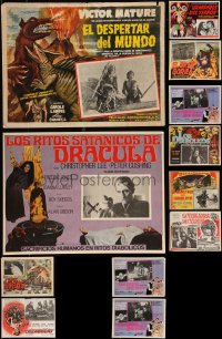 1d0158 LOT OF 12 HORROR/SCI-FI MEXICAN LOBBY CARDS 1950s-1970s great scenes from scary movies!