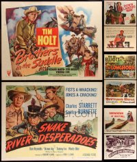 1d0999 LOT OF 15 FORMERLY FOLDED COWBOY WESTERN HALF-SHEETS 1930s-1960s cool movie images!