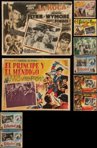 1d0156 LOT OF 12 MEXICAN LOBBY CARDS FROM ERROL FLYNN MOVIES 1950s a variety of great movie scenes!