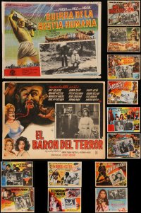 1d0147 LOT OF 21 MEXICAN LOBBY CARDS 1950s-1960s great scenes from a variety of movies!