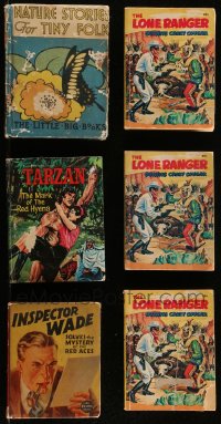 1d0752 LOT OF 6 BIG LITTLE BOOKS 1930s-1960s Tarzan, Lone Ranger, Inspector Wade, Nature Stories!