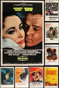 1d0365 LOT OF 9 FOLDED 1950S-60S ONE-SHEETS FROM ELIZABETH TAYLOR MOVIES 1950s-1960s great images!