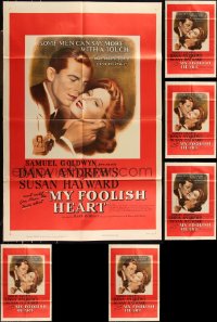 1d0385 LOT OF 6 FOLDED MY FOOLISH HEART ONE-SHEETS 1950 c/u fo Dana Andrews & Susan Hayward!