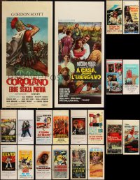 1d0836 LOT OF 22 FORMERLY FOLDED ITALIAN LOCANDINAS 1960s-1970s a variety of movie images!