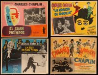 1d0165 LOT OF 4 CHARLIE CHAPLIN MEXICAN LOBBY CARDS 1950s-1960s Great Dictator & more!