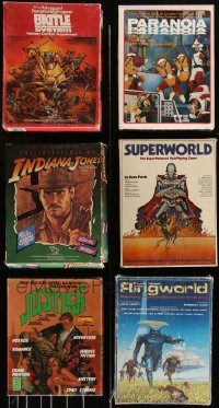 1d0015 LOT OF 6 ROLE-PLAYING GAMES 1980s Indiana Jones, Justice Inc, Ringworld, Paranoia & more!