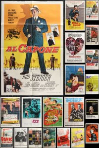 1d0283 LOT OF 21 FOLDED 1950S-60S ONE-SHEETS FROM FILM NOIR & CRIME MOVIES 1950s-1960s cool images!