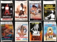 1d0497 LOT OF 8 FOLDED BELGIAN EMANUELLE POSTERS 1970s sexy artwork with some nudity!