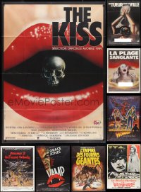 1d0110 LOT OF 11 FOLDED HORROR/SCI-FI FRENCH ONE-PANELS 1960s-1980s cool movie images!