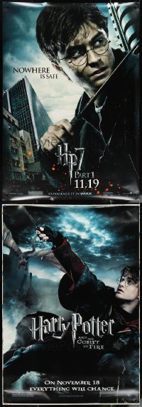 1d0174 LOT OF 2 DOUBLE-SIDED HARRY POTTER BUS STOP POSTERS 2000s-10s Goblet of Fire, Deathly Hallows