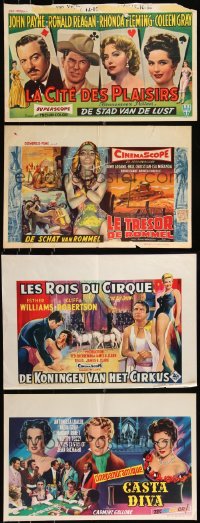 1d1015 LOT OF 12 FORMERLY FOLDED HORIZONTAL BELGIAN POSTERS 1950s-1960s a variety of movie images!