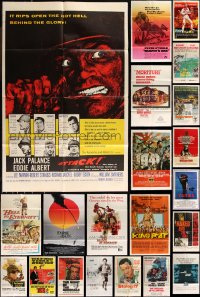1d0254 LOT OF 25 FOLDED 1950S-80S ONE-SHEETS FROM WWII MOVIES 1950s-1980s cool military images!