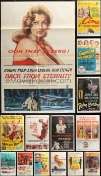 1d0314 LOT OF 17 FOLDED 1940S-50S ONE-SHEETS FROM DRAMATIC MOVIES 1940s-1950s cool movie images!
