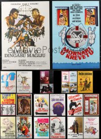 1d0955 LOT OF 26 FORMERLY FOLDED YUGOSLAVIAN POSTERS 1970s a variety of cool movie images!