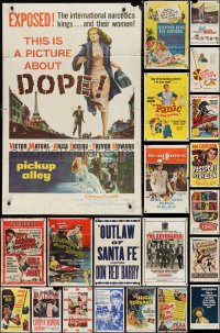 1d0226 LOT OF 54 FOLDED ONE-SHEETS 1940s-1960s great images from a variety of different movies!