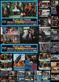 1d0967 LOT OF 52 FORMERLY FOLDED 19X27 ITALIAN PHOTOBUSTAS 1970s a variety of movie scenes!