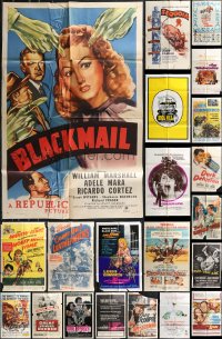 1d0222 LOT OF 60 FOLDED 1940S-1970S ONE-SHEETS 1940s-1970s great images from a variety of movies!