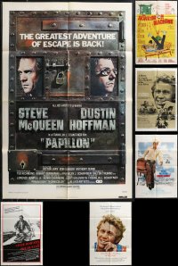1d0386 LOT OF 6 FOLDED 1960S-70S ONE-SHEETS FROM STEVE MCQUEEN MOVIES 1960s-1970s Papillon & more!