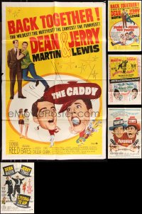 1d0387 LOT OF 6 FOLDED 1950S RE-RELEASE ONE-SHEETS FROM DEAN MARTIN & JERRY LEWIS MOVIES R1950s