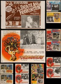 1d0149 LOT OF 18 HORROR/SCI-FI MEXICAN LOBBY CARDS 1950s-1970s great scenes from scary movies!