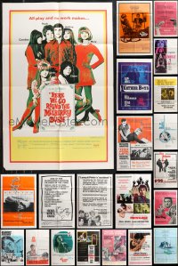 1d0259 LOT OF 24 FOLDED 1960S ONE-SHEETS FROM BRITISH NEW WAVE CINEMA 1960s cool movie images!