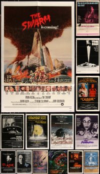 1d0308 LOT OF 17 FOLDED HORROR/SCI-FI THRILLER ONE-SHEETS 1970s a variety of scary images!