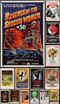 1d0266 LOT OF 22 FOLDED KUNG FU ONE-SHEETS 1970s-1980s great images from martial arts movies!