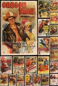 1d0271 LOT OF 21 FOLDED COWBOY WESTERN ONE-SHEETS 1940s-1950s great images from several movies!