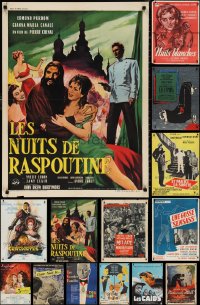 1d1079 LOT OF 21 FORMERLY FOLDED FRENCH 23x32 POSTERS 1950s-1970s a variety of cool movie images!