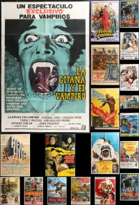 1d0448 LOT OF 19 FOLDED MOSTLY HORROR/SCI-FI NON-U.S. POSTERS 1960s-1980s cool movie images!