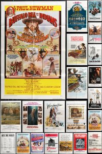 1d0234 LOT OF 42 FOLDED MOSTLY 1960S-1970S COWBOY WESTERN ONE-SHEETS 1960s-1970s cool images!