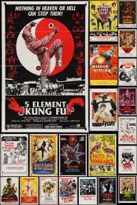 1d0251 LOT OF 25 FOLDED KUNG FU ONE-SHEETS 1970s-1980s great images from martial arts movies!