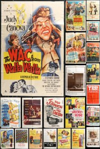 1d0200 LOT OF 79 FOLDED ONE-SHEETS 1940s-1950s great images from a variety of different movies!