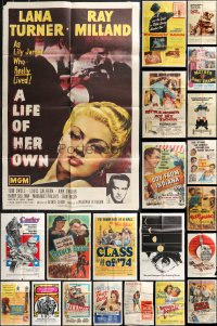 1d0192 LOT OF 116 FOLDED ONE-SHEETS 1940s-1950s great images from a variety of movies!