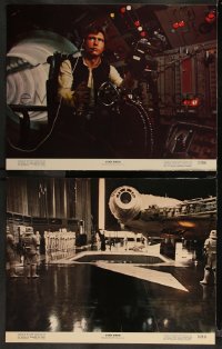 1f2049 STAR WARS 2 color 11x14 stills 1977 Harrison Ford as Han Solo, Millennium Falcon in hangar!