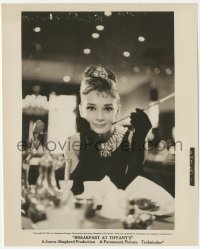 1f2297 BREAKFAST AT TIFFANY'S 8.25x10.25 still 1961 most classic c/u of seated Audrey Hepburn!