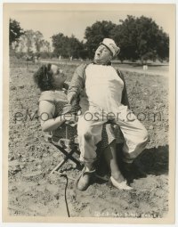1f2390 SITTER DOWNERS 8x10.25 still 1937 Curly Howard sitting on lap of giant wife, Three Stooges!