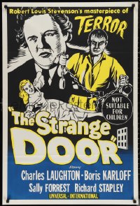 1f1624 STRANGE DOOR Aust 1sh 1952 Charles Laughton, Sally Forrest, Boris Karloff!