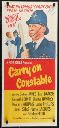 1f1643 CARRY ON CONSTABLE Aust daybill 1961 cool different hand litho artwork of Sidney James!