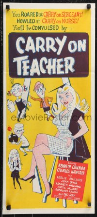 1f1644 CARRY ON TEACHER Aust daybill 1960 Kenneth Connor, Charles Hawtrey, English, sexy comic art!