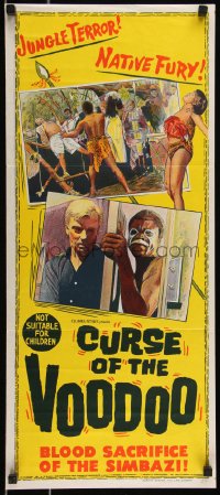 1f1651 CURSE OF THE VOODOO Aust daybill 1965 Bryant Haliday, Dennis Price, jungle thriller!
