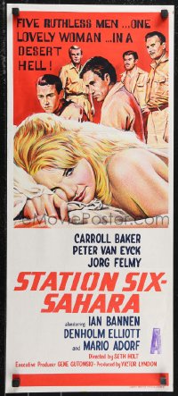 1f1695 STATION SIX-SAHARA Aust daybill 1964 super sexy Carroll Baker in the hot motion picture!