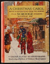 1f0186 CHRISTMAS CAROL English hardcover book 1951 Charles Dickens, 60 photographs + 4 color plates