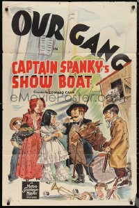 1f0952 CAPTAIN SPANKY'S SHOW BOAT 1sh 1939 art of Spanky, Alfalfa, Darla, Our Gang, ultra rare!c