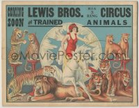 1f0017 LEWIS BROS. BIG 3 RING CIRCUS 11x14 circus poster 1930s art of female performer & big cats!