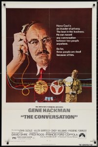 1f0969 CONVERSATION 1sh 1974 art of Gene Hackman by Bernard D'Andrea, Francis Ford Coppola